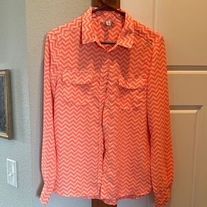 Y2K American Eagle Outfitters Coral Chevron Blouse